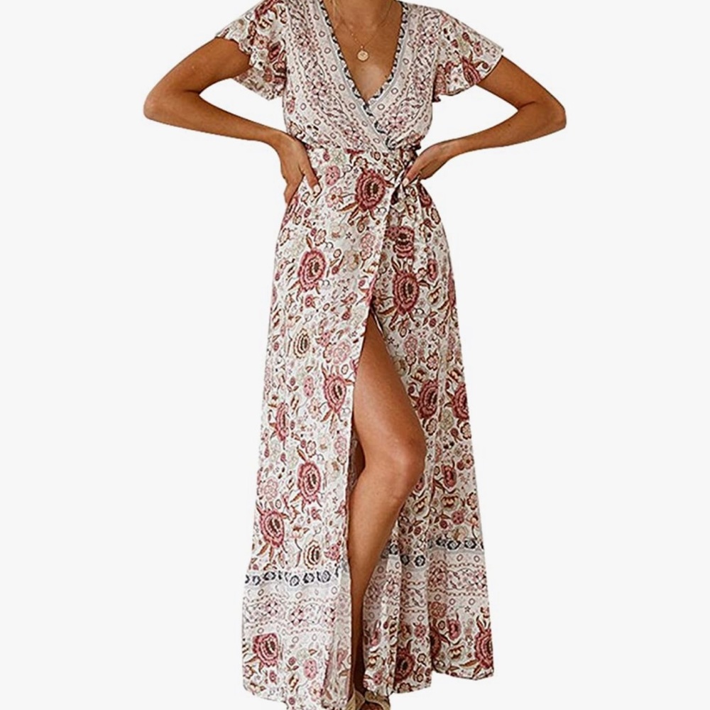 Wrap boho style maxi dress.